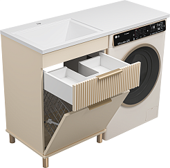 Brevita Мебель для ванной Enfida 120 L Гавана под стиральную машину с б/к бежевая – фотография-8